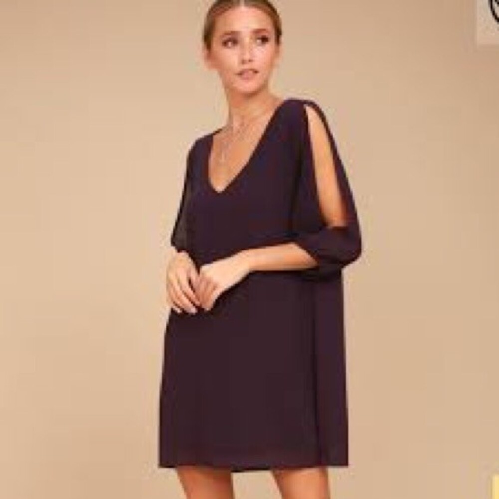 Lulu's Plum Purple along Sleeve Dress- Size S